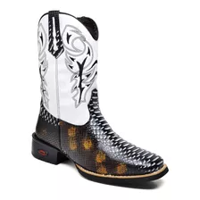 Bota Texana Masculina Cano Alto Couro Legitimo Country