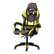 Cadeira De Escritório Best Chair Gm-001 Gamer Ergonômica Preta E Amarela Com Estofado De Couro Sintético