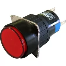 Botão Pulsador Iluminado P16-ir7 24v 16mm 1rev - Metaltex Cor Vermelho