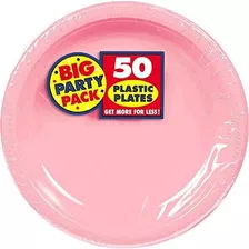 Amscan Nueva Plástico Rosado Del Plato Grande Party Pack, 50