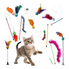 Brinquedos P/ Gatos Kit 10 Peças Interativos Varinha Bolinha