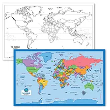 Juego De 2 Mapas Mundiales Blanco Contornos De Póster ...