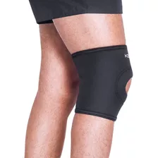 Joelheira Com Orifício Reforçado Patelar Neoprene Cor Preto Tamanho Gg