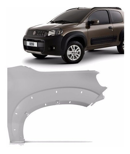 Paralama Fiat Uno Way 2010 2011 2013 2014 Com Furos Esquerdo