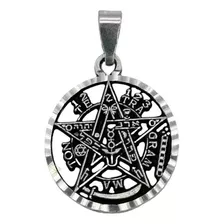 Dije Tetragramaton Plata 925 Medalla Pentagrama