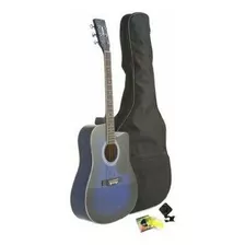 Guitarra Acústica Color Azul Con Estuche, Afinador Y