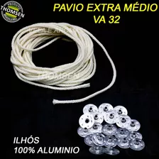 5 Metros Pavio Extra Medio V A -32 - 100% Algodao +50 Ilhos 