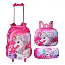 Kit Mochila Unicórnio Infantil Feminina 3d Lanche Estojo Cl1