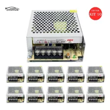 10x Fonte Chaveada 12v 10a 120w P/ Cftv Fita Led Som Bivolt