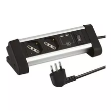 Alargador Zapatilla Para Escritorio 2 Tomas + 2 Puertos Usb Color Negro