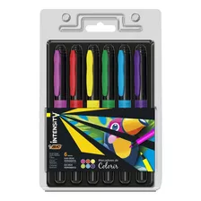 Pincel Marcador Permanente Felt Pen Com 6 Cores Sortidas