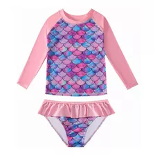 Traje De Baño De 2 Piezas Para Niña Con Upf 50+