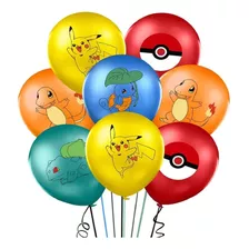 Kit Com 7 Balão Festa Pokemon Aniversário Pikachu Decoração