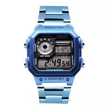 P1818db-m1601 - Reloj Pegaso Hora Mundial Azul Petroleo