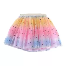 Tutu Arcoíris Brillante Falda Infantil Multicolor Con Brillo