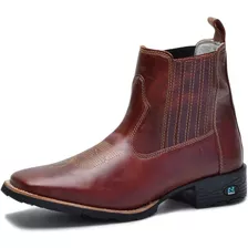 Bota Botina Texana Country 100% Couro Confortável Masculina