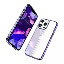 Funda Para Iphone13 Pro Cristal Transparente Borde Purpura