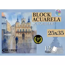 Block Papel Acuarela 300gr 25 X 35cm Schollershammer