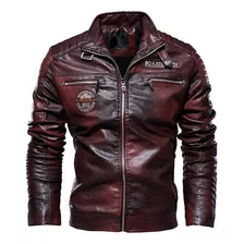 Chaqueta De Cuero De Pu Para Hombre De Invierno Motocicl [es