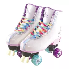 Patins Quad 4 Rodas Feminino Unicórnio Com Leds Ajustável