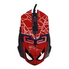 Mouse Gamer De Juego Spider Man Marvel Luces Led Rgb Botones Dpi Usb Ergonomico Optico Negro