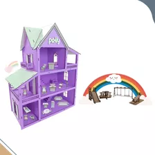 Casa Casinha De Boneca Pintado 19 Moveis Parquinhos Promoção