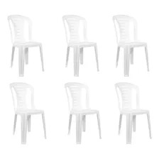 Silla Plástica X 6 Apilable Reforzada Blanco Reina Quality