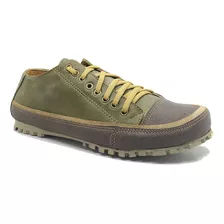 Zapatillas Calzado Cuero Hombres Mujeres Color Verde Militar