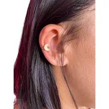 Brinco Piercing Fake Antialérgico De Lua Banhado A Ouro 18k