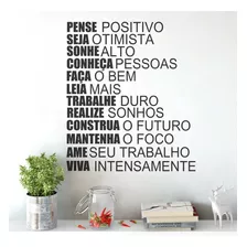 Adesivo Decorativo Parede Pense Positivo Viva Intensamente Cor Preto