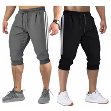 Pantalones Cortos 3/4 Deportivos Con Rayas Laterales Hombre