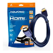 Cabo Hdmi 2.0 4k 3d Ultrahd 19 Pinos Chip 2 Metros 018-3322