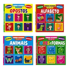 Kit Meu Primeiro Dicionário Trilíngue Infantil Ilustrado Colorido Fácil Aprendizado 