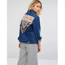 Campera Bordada Denim Marca Mango No Zara No Rapsodia