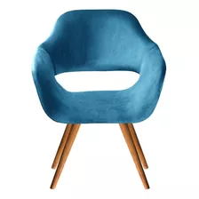 Poltrona Zara Cadeira Decorativa Pé Palito Fixo De Madeira