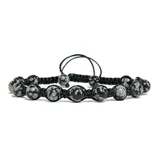 Pulsera Macrame De Obsidiana Para Caballero