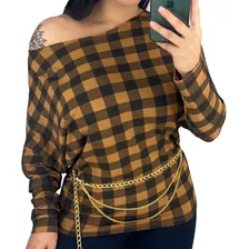 Blusa Manga Longa Ampla Feminina Meia Estação Veste Leg