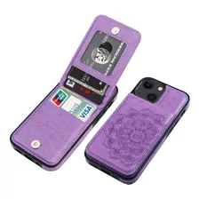 Funda Para iPhone 13 Mini, Morado/tarjetero/estampe Mandala