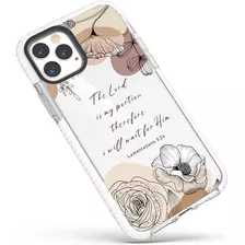 Funda Para iPhone 12/12 Pro - Blanca/flores/frase