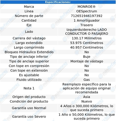 Amortiguador Oespectrum Gas Izq/der Tras Cutlass Ciera 82-96 Foto 3