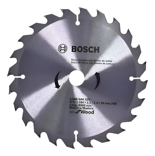 Hoja Disco Sierra Circular Bosch Madera 184 Mm 24 Dientes Plateado
