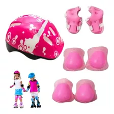 Kit Proteção Infantil Rosa Ou Azul Capacete Completo
