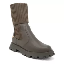 Bota Coturno Feminino Meia Cano Médio Tratorada 