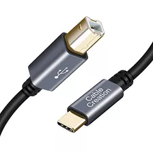 Cable Usb C Para Impresora Cablecreation, 3 M, Color Gris