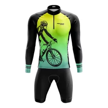 Conjunto Ciclismo Manga Longa Roupa Para Ciclista Degrade