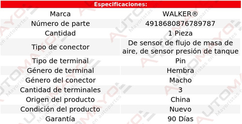 Un Conector Sensor Ftp, Sensor Maf Walker Lss 3.8l V6 96-99 Foto 4