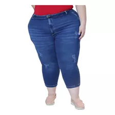 Calça Capri Jeans Feminina Plus Size C/ Elastano 60 Ao 66