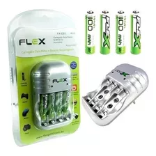 Carregador Flex Com 4 Pilhas Aaa 11000mah Bivolt