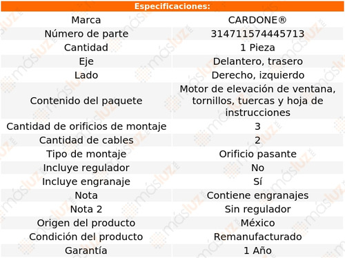 (1) Motor Ventana Izq/der Custom Cruiser 80/90 Cardone Foto 4