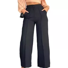 Calça Alfaiataria Feminina Pantalona Cós Largo Cintura Alta